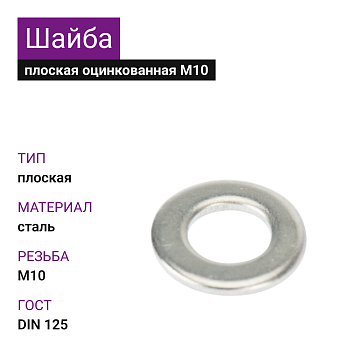 Шайба оцинкованная М10 DIN 125