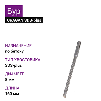 Бур SDS-plus 8х160мм URAGAN