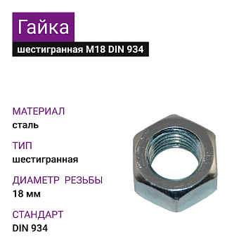 НЕ ИСПОЛЬЗОВАТЬ! Гайка шестигранная ОЦ М18 DIN 934 (25кг)